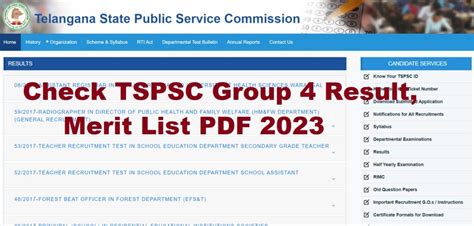 TSPSC Group 4 Result 2023 Link- Grade IV Merit List PDF, Cut off