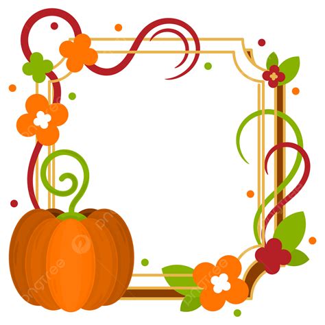 Beautiful Pumpkin Border Frame For Festival Illustration, Pumpkin Festival, Flower, Blooming PNG ...