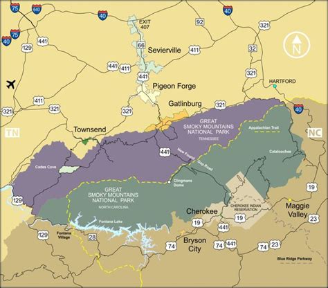 Map of Smoky Mountains National Park