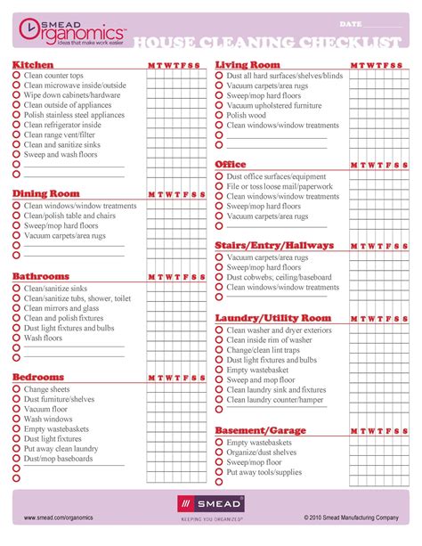 40 Printable House Cleaning Checklist Templates | Deep cleaning checklist, Cleaning checklist ...