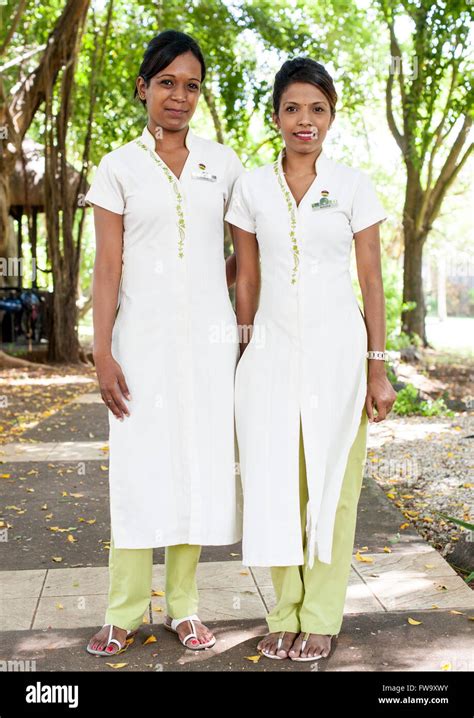 Staff at the Maritim hotel spa in Mauritius Stock Photo - Alamy