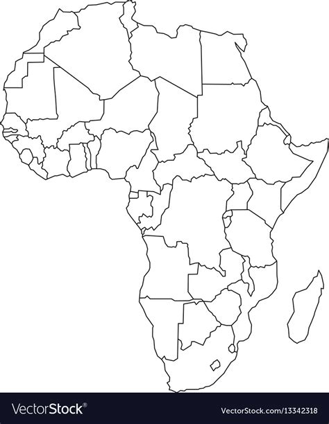 Map Of Africa Continent Simple Black Wireframe Vector Image | My XXX Hot Girl