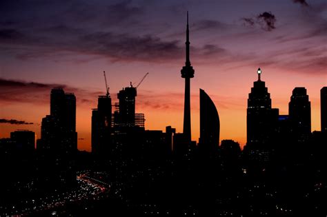 Colourful Sunset View of Toronto's Skyline in Silhouette | UrbanToronto