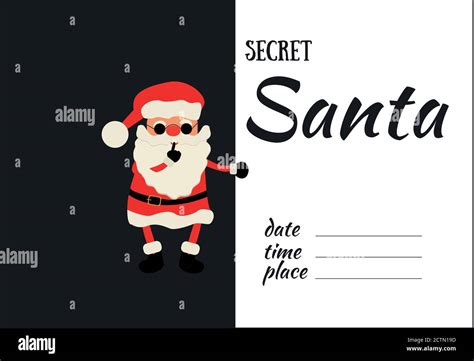 Secret Santa Claus invitation background with cartoon Santa Claus ...