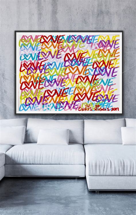 48 x 36 inches Love street art graffiti painting contemporary modern ...