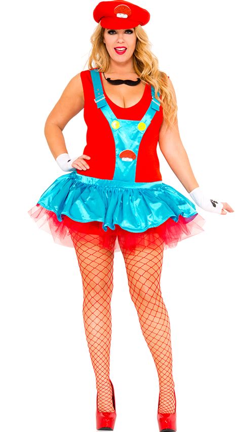 Plus Size Red Playful Plumber Costume, Plus Size Red Italian Plumber Costume, Plus Size Video ...