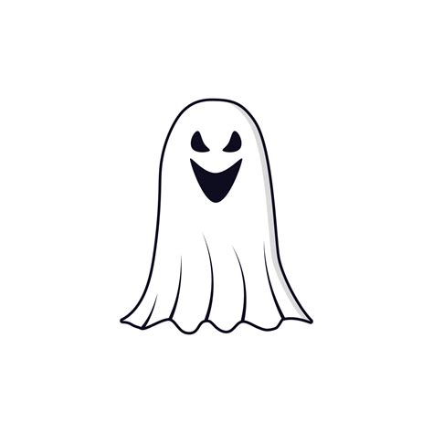 Halloween cartoon white ghost isolated on white background. Scary Ghost ...