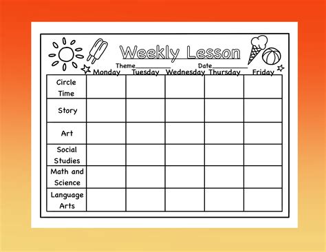 Preschool Weekly Lesson Plans Samples