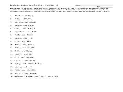 Net Ionic Equations Worksheet Answer Key - Tessshebaylo