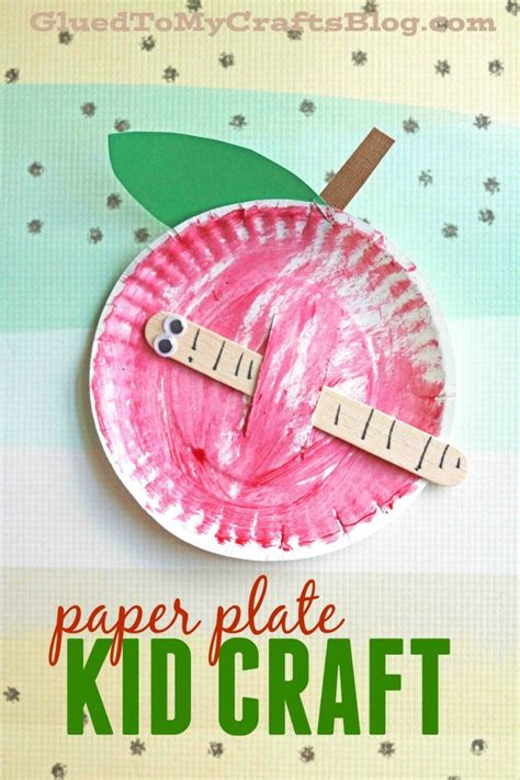 Paper Plate Apple w/Worm - Kid Craft | School kids crafts, School ...