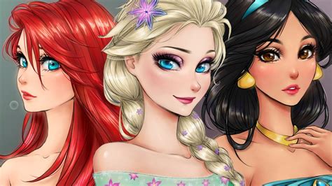 Disney Princesses in Anime Style - YouTube