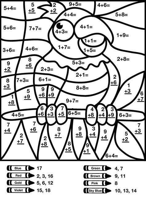 Printable Color By Number Addition