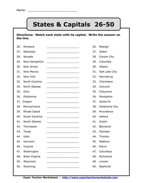 12 State Capitals Worksheet 5Th Grade | States and capitals, State ...