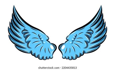 Drawing Illustration Angel Wings Black White Stock Illustration 2204427757 | Shutterstock