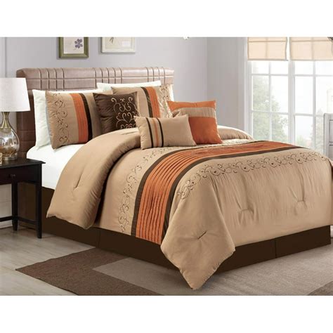 Empire Home Oversized 7-Piece Taupe & Rust Embroidered Bedding Comforter Set with 21050 - King ...