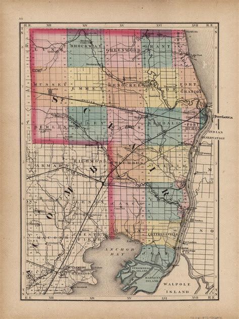 St. Clair County, Michigan: (1873) Map | Art Source International Inc.