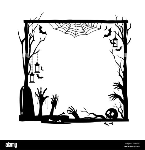 Halloween holiday black frame. Isolated vector eerie square decorative ...