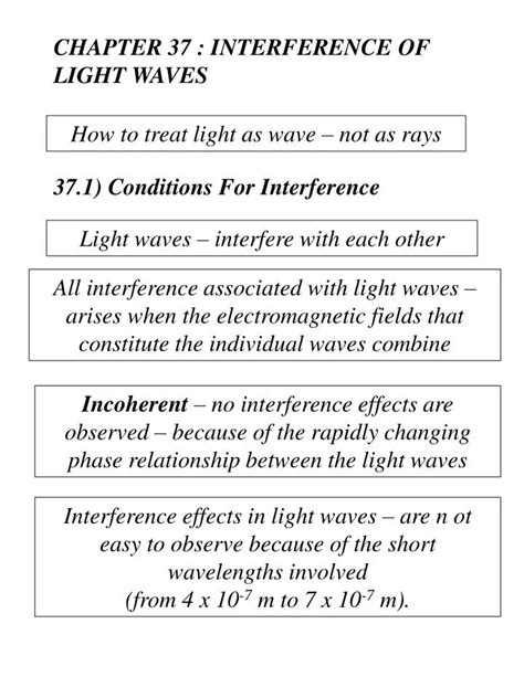 PPT - CHAPTER 37 : INTERFERENCE OF LIGHT WAVES PowerPoint Presentation - ID:5700424