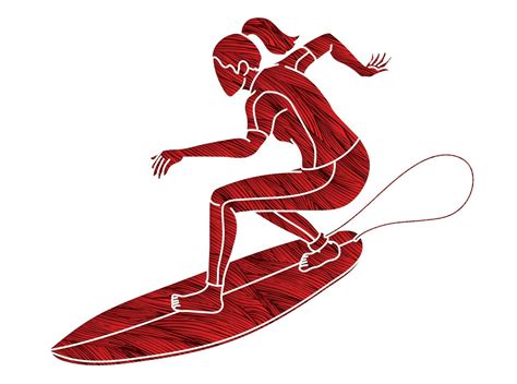 Silhouette Female Surfer Surfing Sport Action 2561032 Vector Art at Vecteezy