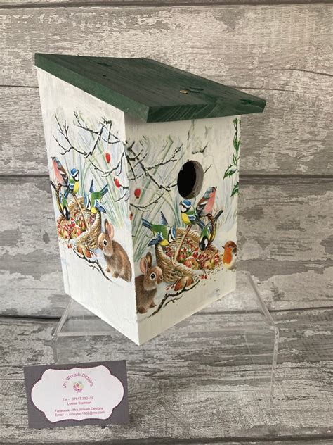 Robin bird box nesting box decoupaged garden gifts Xmas | Etsy