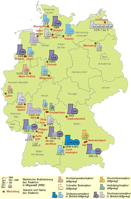 Deutschland Atomkraftwerke Karte - Landkarte