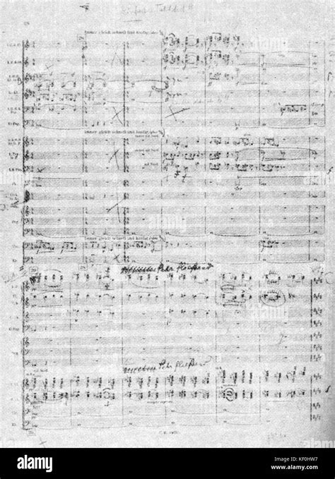 Gustav Mahler's 8th Symphony, extract from score. GM: German composer ...