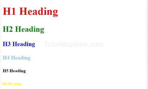 Html Heading Color Example| Description | Online Tutorials