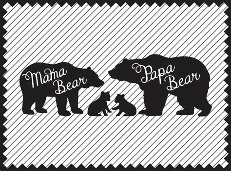 Bear Mother and Cubs SVG Bear Father and Cubs Printable Bear | Etsy