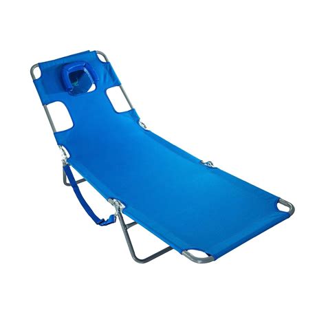 Ostrich Chaise Lounge Folding Portable Sunbathing Poolside Beach Chair, Blue - Walmart.com ...