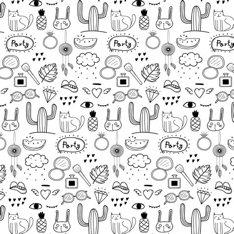 Pattern With Hand Drawn Doodle Lovely Party Background. Doodle Funny ...