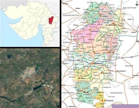 Location of Panchmahal Dist. in Gujarat State (top left), Map of ...