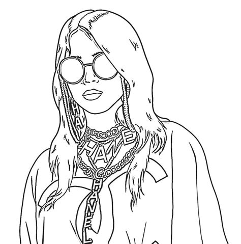 Cool Billie Eilish coloring page - Download, Print or Color Online for Free
