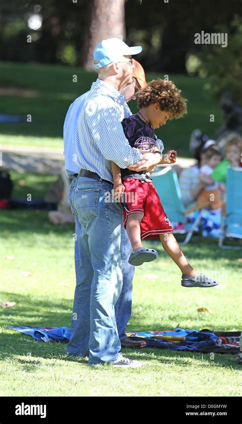 Heidi Klum's father Gunther and her son Johan Riley enjoy a day at Coldwater Canyon Park Beverly ...