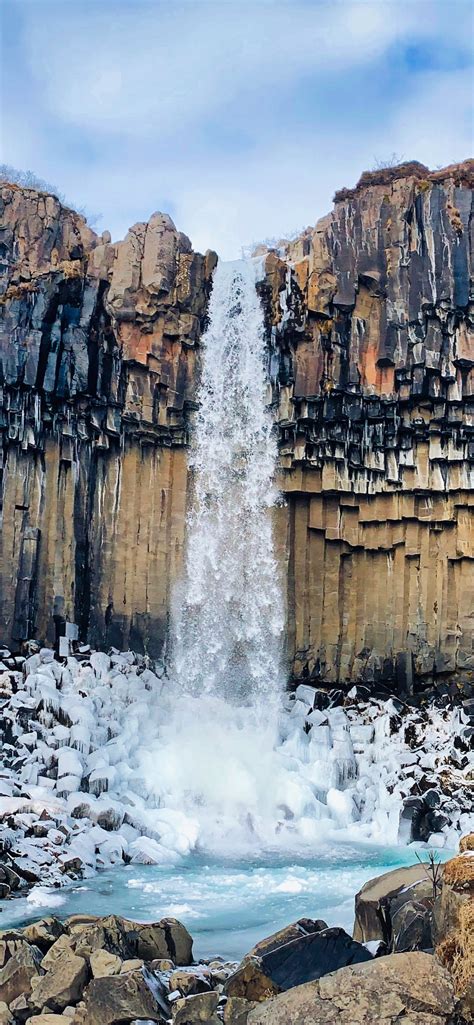 Svartifoss waterfall Wallpaper 4K, Svartifoss Trail, Iceland