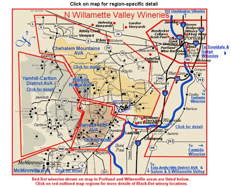 Map page - Oregon's North Willamette Valley wine region and wineries