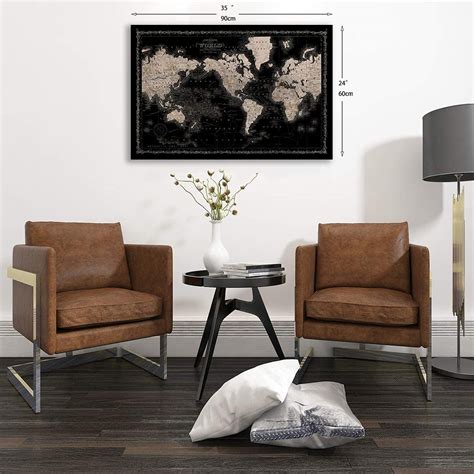 Vintage World Map Canvas Wall Art Retro Map of The World Canvas Prints ...