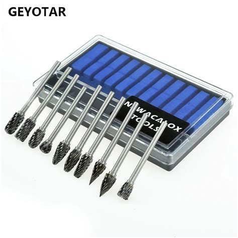 10pcs Dremel Carbide Burrs Drill Bit Set Rotary Burr Micro Bits For Metal Woodworking Carving ...