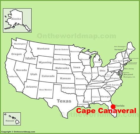 Cape Canaveral location on the U.S. Map - Ontheworldmap.com