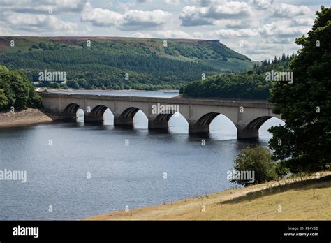 The beautiful ladybower viaduct bridge and Ladybower reservoir near Sheffield South Yorkshire UK ...