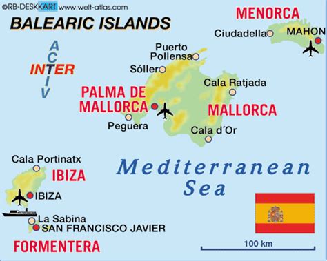 Map of Balearic Islands (Spain) - Map in the Atlas of the World - World Atlas | Balearic islands ...