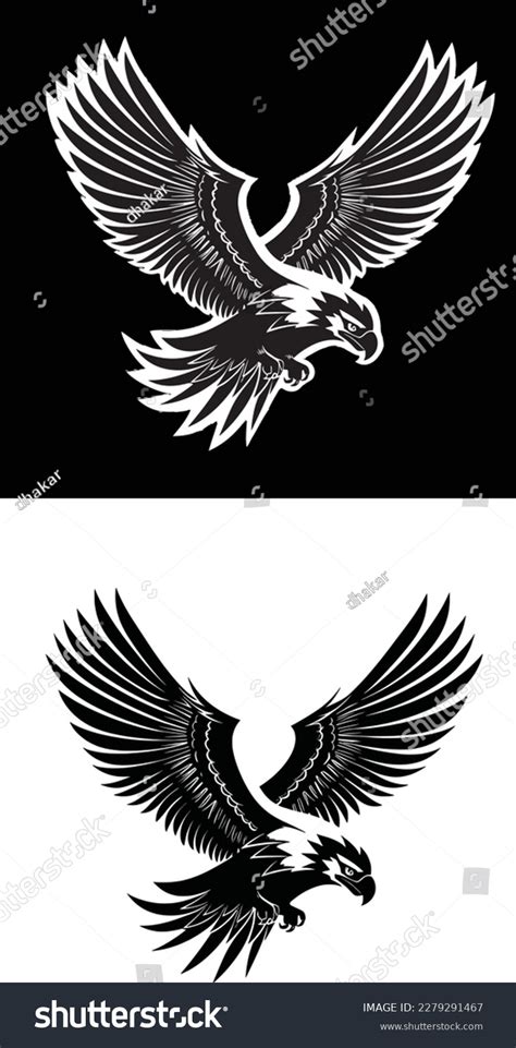 Flying Eagle Vector Illustration Black White Stock Vector (Royalty Free) 2279291467 | Shutterstock