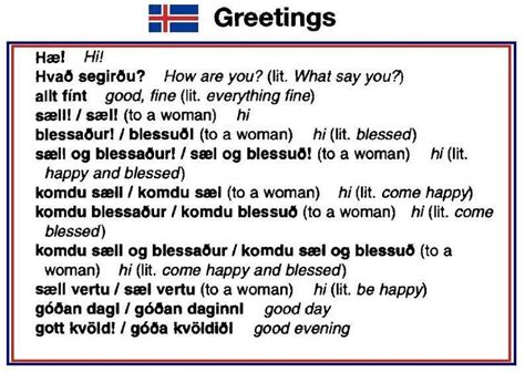 greetings | Icelandic language, Language, Learning resources