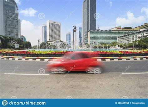 Hotel Indonesia Roundabout with Skyscrapers Editorial Photo - Image of ...