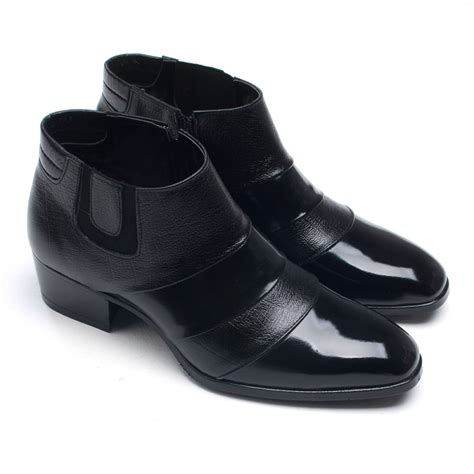 Mens leather two touch band ankle boots