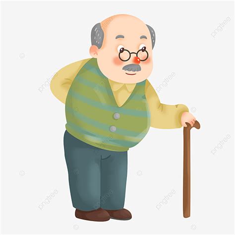 Grandpa Clipart Hd PNG, Vector Flat Children Drawing Elderly Grandpa ...