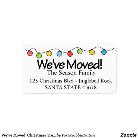 We've Moved Christmas Tree Lights Label Address Label Stickers, Custom Address Labels, Custom ...