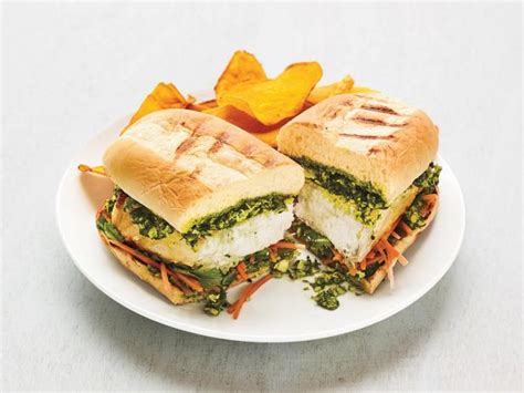 Grilled Fish Sandwiches with Cilantro Chutney Recipe | Food Network Kitchen | Food Network