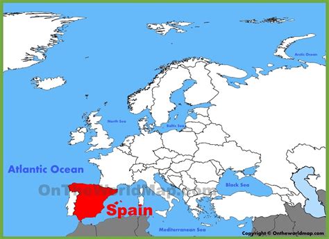 Spain location on the Europe map - Ontheworldmap.com