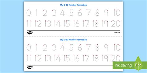 Number Formation Tracing Strips 0-20 | Handwriting Numbers