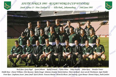 SOUTH AFRICA 1995 RUGBY WORLD CUP WINNERS TEAM PHOTOGRAPH or POSTCARD ...